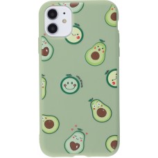 Coque iPhone 11 - Silicone Mat avocat pattern