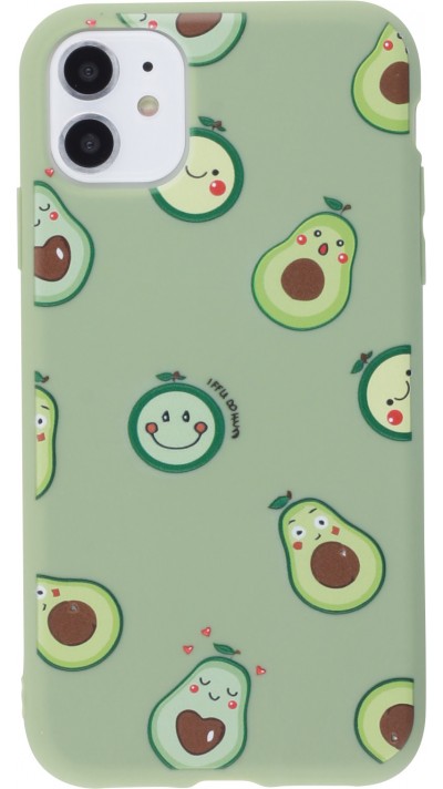 Coque iPhone 12 mini - Silicone Mat avocat pattern