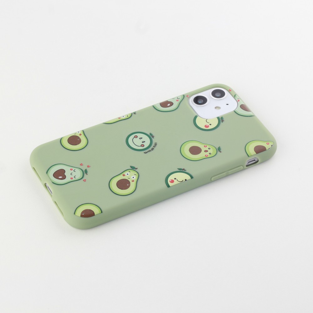 Coque iPhone 12 mini - Silicone Mat avocat pattern