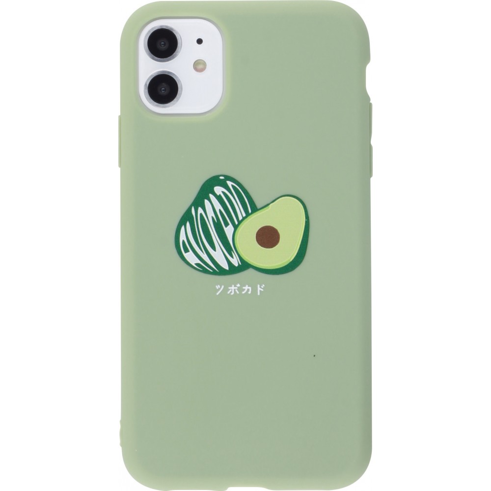 Coque iPhone 11 - Silicone Mat avocat simple