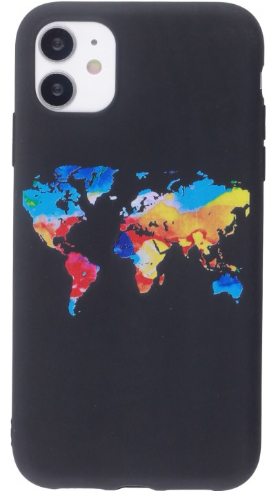 Coque iPhone 12 mini - Silicone Mat colorful map