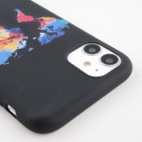 Coque iPhone 11 - Silicone Mat colorful map