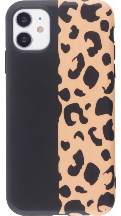 Hülle iPhone 11 - Silicone Mat halb schwarzer Leopard