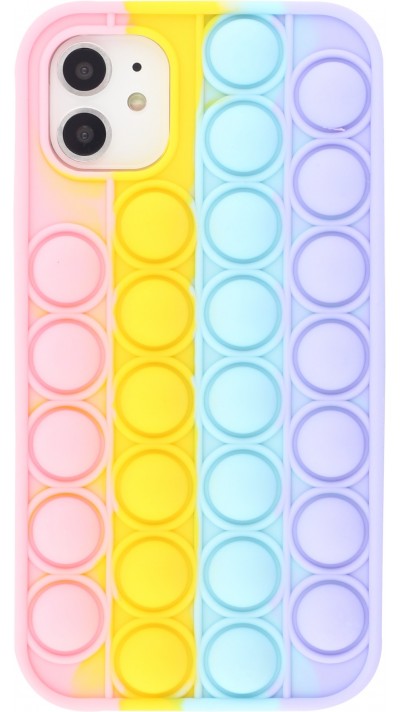 Coque iPhone 11 - Silicone jeu éclate bulles anti-stress arc-en-ciel