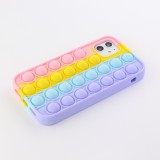 Coque iPhone 12 mini - Silicone jeu éclate bulles anti-stress arc-en-ciel