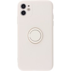 Coque iPhone 11 - Soft Touch avec anneau blanc cassé