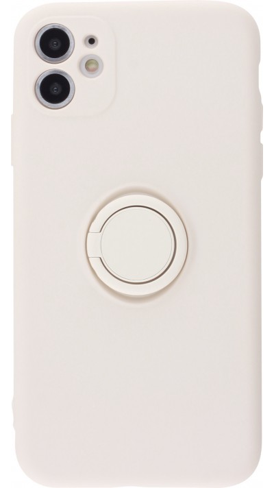 Coque iPhone 11 - Soft Touch avec anneau blanc cassé