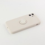 Coque iPhone 11 - Soft Touch avec anneau blanc cassé