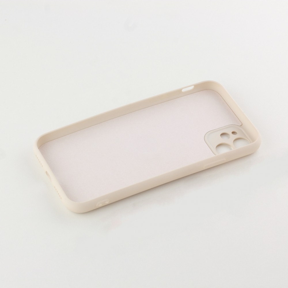 Coque iPhone 11 - Soft Touch avec anneau blanc cassé