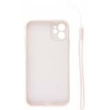 Coque iPhone 11 - Soft Touch avec anneau blanc cassé