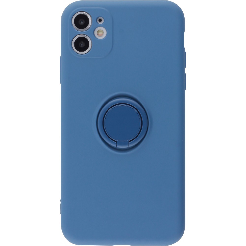 Coque iPhone 11 - Soft Touch avec anneau - Bleu