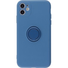 Coque iPhone 11 - Soft Touch avec anneau - Bleu