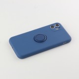 Coque iPhone 11 - Soft Touch avec anneau - Bleu