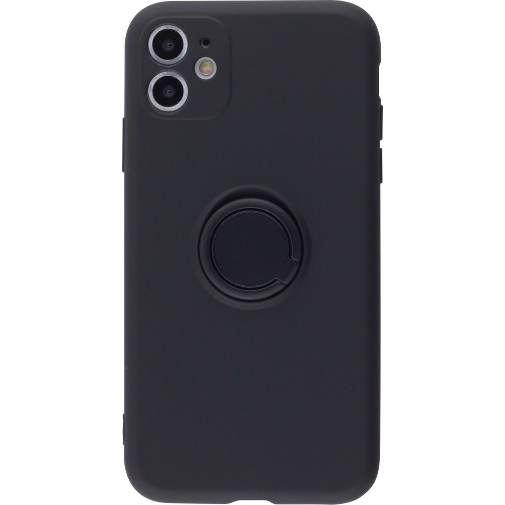 Hülle iPhone 7 Plus / 8 Plus - Soft Touch mit Ring - Schwarz