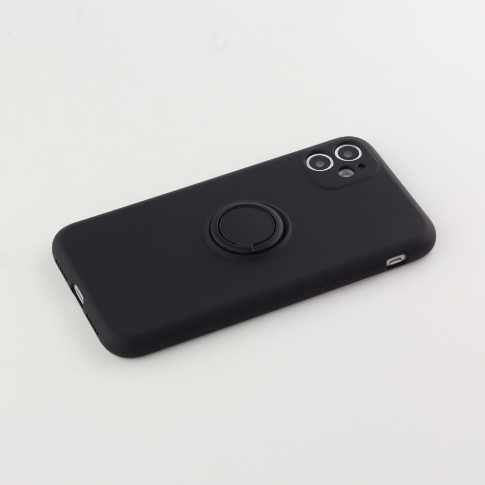 Hülle iPhone 7 Plus / 8 Plus - Soft Touch mit Ring - Schwarz