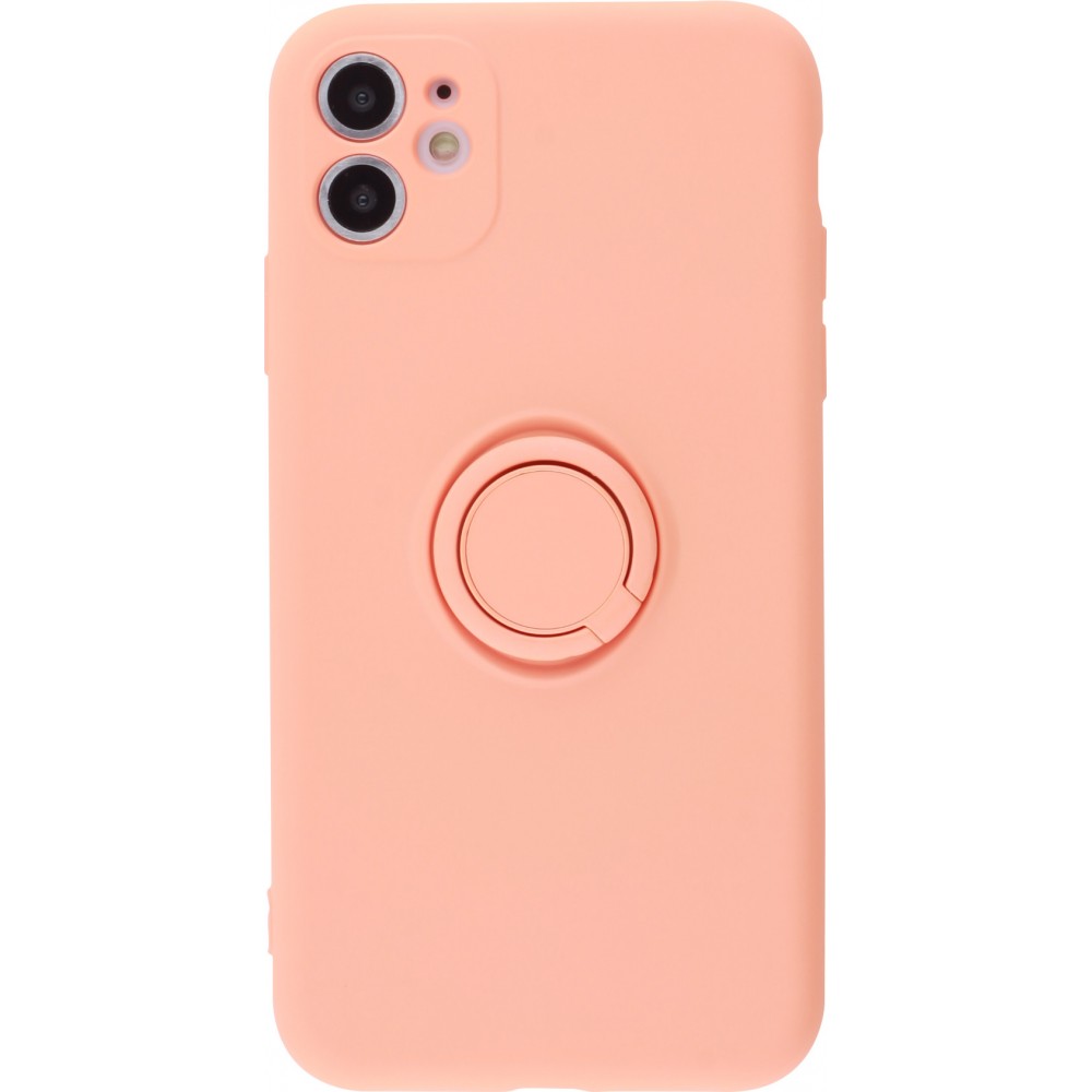 Coque iPhone 11 - Soft Touch avec anneau - Orange