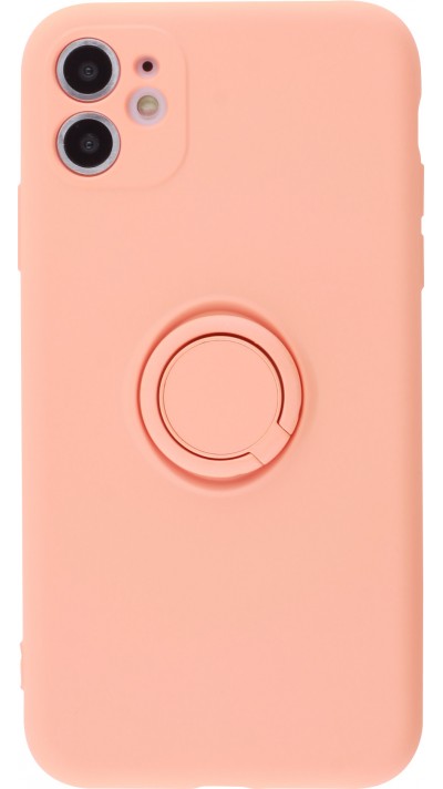 Coque iPhone 11 - Soft Touch avec anneau - Orange
