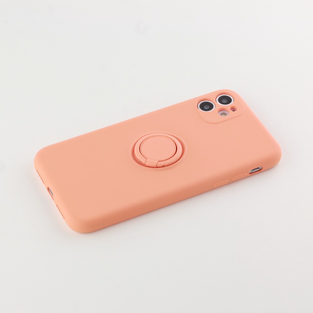 Coque iPhone 11 - Soft Touch avec anneau - Orange