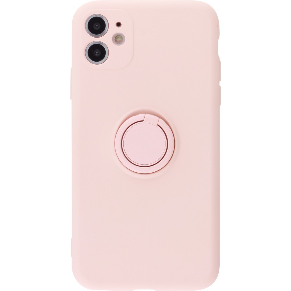 Coque iPhone 11 - Soft Touch avec anneau - Rose