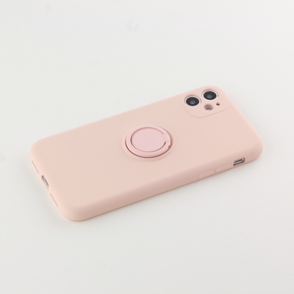 Hülle iPhone 11 - Soft Touch mit Ring - Rosa