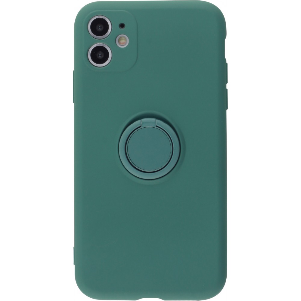 Coque iPhone 13 Pro Max - Soft Touch avec anneau - Vert foncé