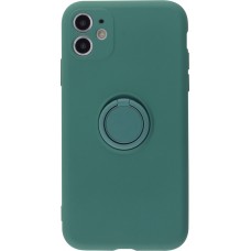 Coque iPhone 13 - Soft Touch avec anneau - Vert foncé