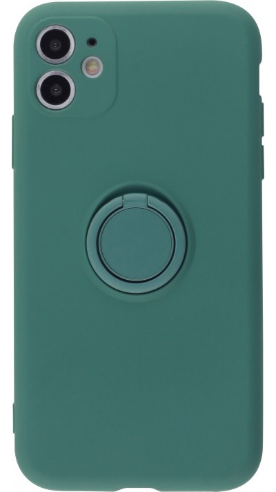 Coque iPhone 13 Pro - Soft Touch avec anneau - Vert foncé