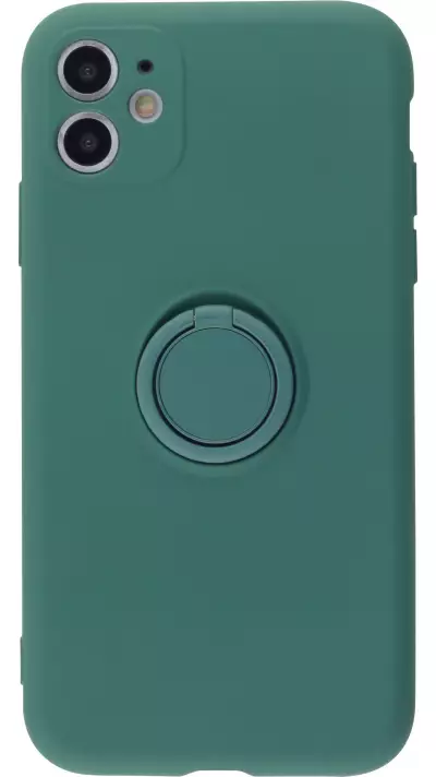 Coque iPhone 13 Pro - Soft Touch avec anneau - Vert foncé
