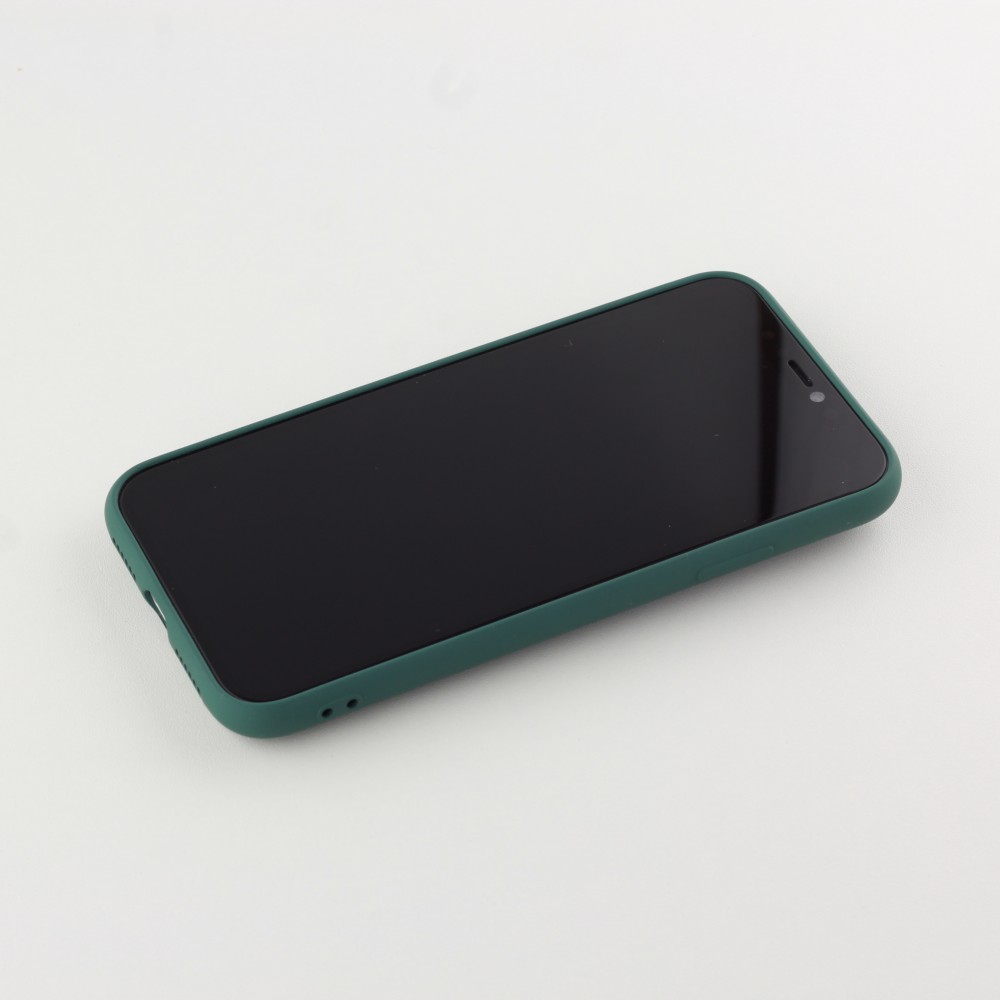 Coque iPhone 13 - Soft Touch avec anneau - Vert foncé