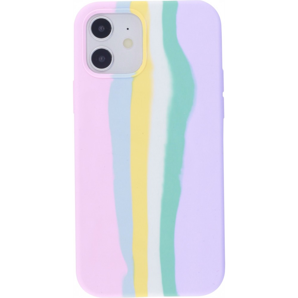 Coque iPhone 11 - Soft Touch multicolors rose - Violet