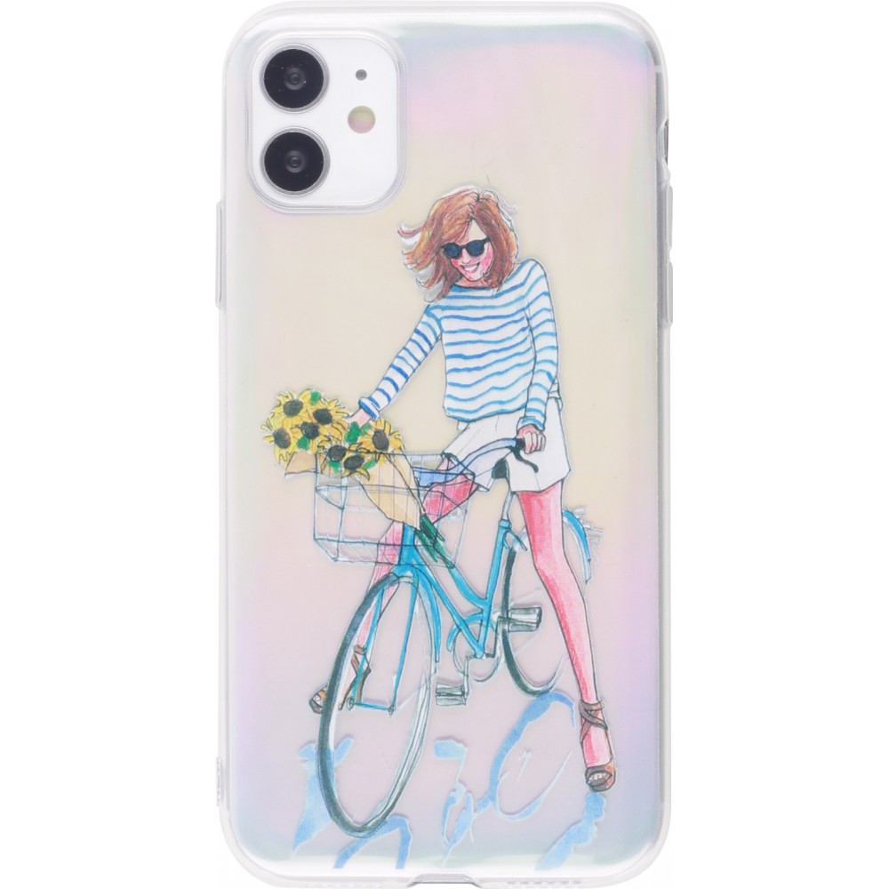 Hülle iPhone 12 mini - Woman bicycle