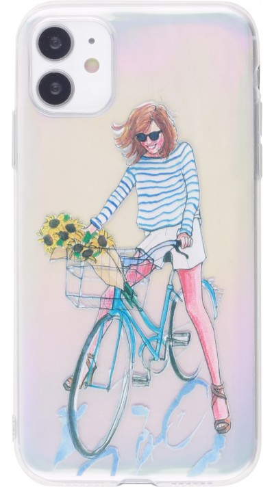 Coque iPhone 11 - Woman bicycle