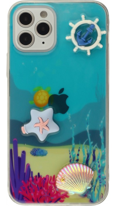 Coque iPhone 12 / 12 Pro - 3D Océan barre blanc et étoile de mer