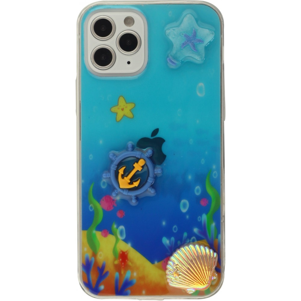 Coque iPhone 12 / 12 Pro - 3D Océan barre bleu et étoile de mer