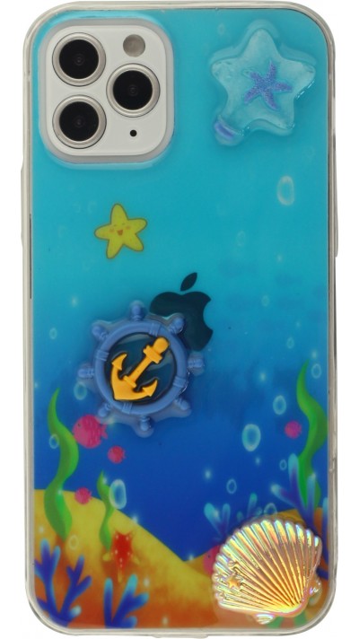 Coque iPhone 12 / 12 Pro - 3D Océan barre bleu et étoile de mer