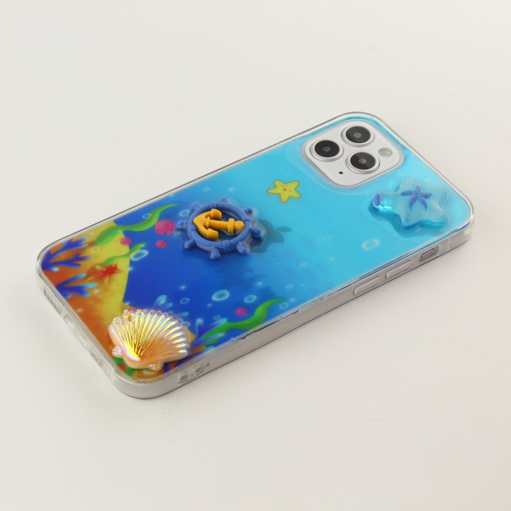 Coque iPhone 12 / 12 Pro - 3D Océan barre bleu et étoile de mer