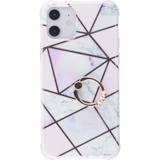 Hülle iPhone 12 / 12 Pro - Bright Line mit Ring - Weiss