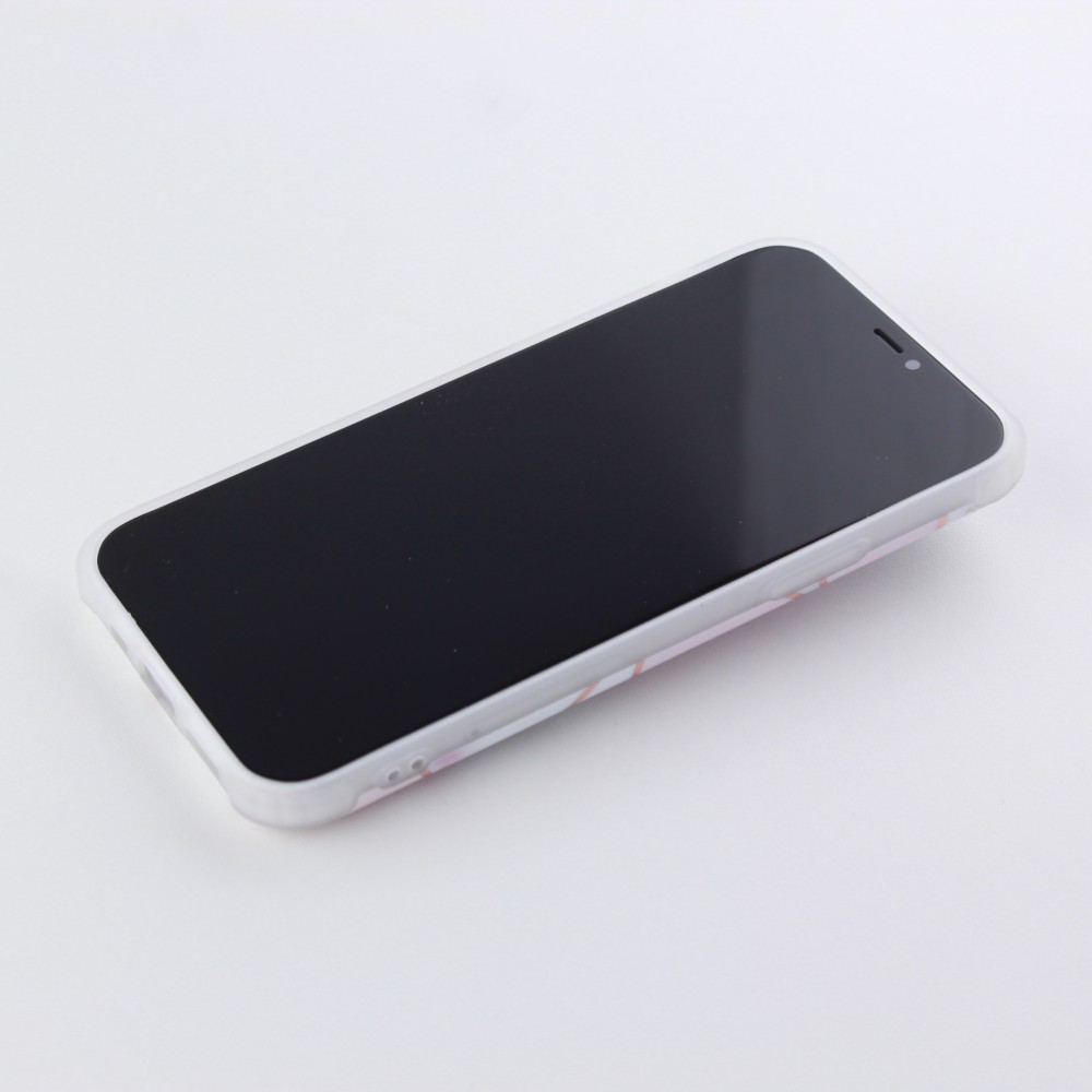 Hülle iPhone 12 / 12 Pro - Bright Line mit Ring - Weiss