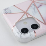 Hülle iPhone 12 / 12 Pro - Bright Line mit Ring - Weiss
