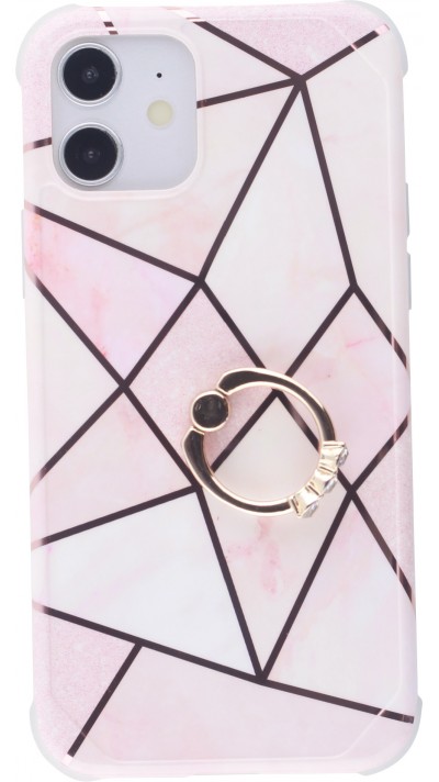 Coque iPhone 12 / 12 Pro - Bright Line avec anneau - Rose