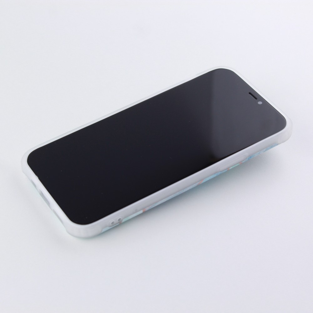 Coque iPhone 12 / 12 Pro - Bright Line avec anneau - Turquoise