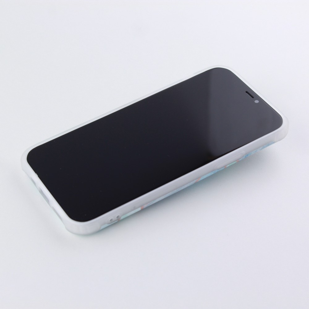 Hülle iPhone 12 / 12 Pro - Bright Line mit Ring - Türkis