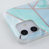 Coque iPhone 12 / 12 Pro - Bright Line avec anneau - Turquoise