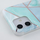 Hülle iPhone 12 / 12 Pro - Bright Line mit Ring - Türkis