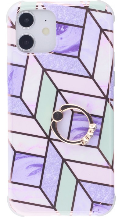 Coque iPhone 12 / 12 Pro - Bright Line avec anneau - Violet