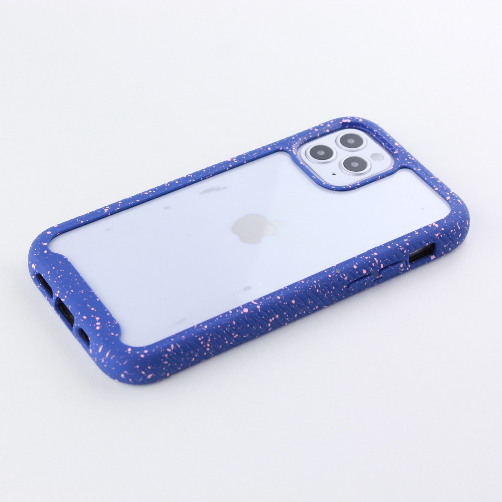 Coque iPhone 12 mini - Bumper 360 Clear Splash paint - Bleu