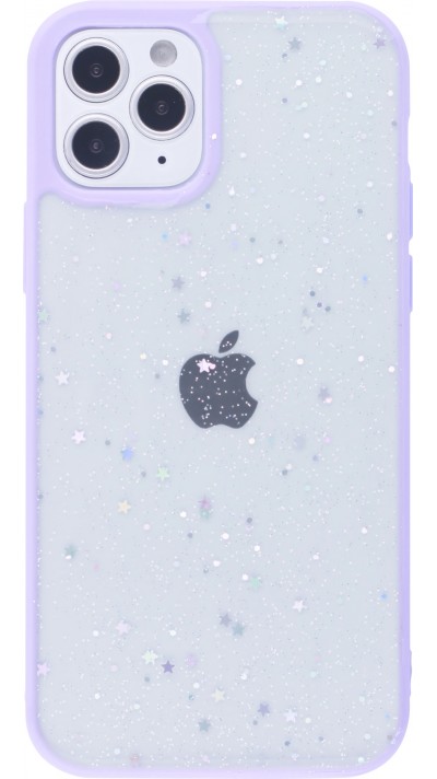 Coque iPhone 12 / 12 Pro - Clear Bubble Stars - Violet