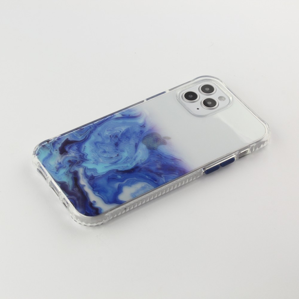 Coque iPhone 12 / 12 Pro - Clear Bumper gradient paint - Bleu foncé