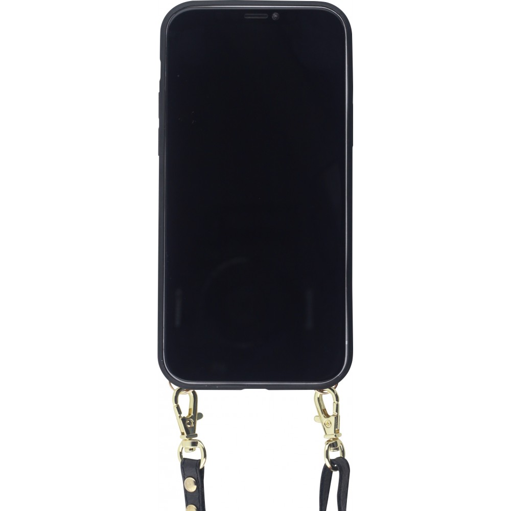 Hülle iPhone 12 Pro Max - Krokodil mit Riemen  - Schwarz