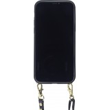 Coque iPhone 11 - Croco avec lanière - Noir